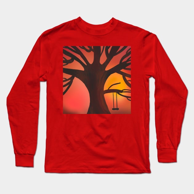 Bush Fire Sunset Australia Long Sleeve T-Shirt by LozzieElizaDesigns